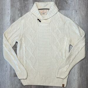 Weatherproof Men's Off-White Turtleneck Sweater V-neck Size Large Acrylic